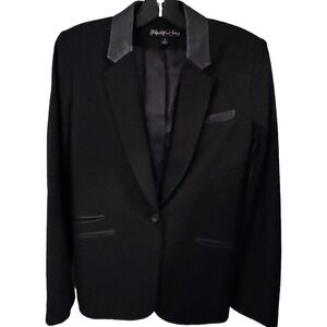 Elizabeth and James REVOLVE Women’s Black Blazer W/ Lamb Leather Trim Sz 4